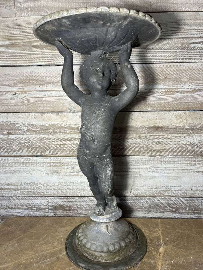 Lead Bird Bath with Cherub figure - Putti Bird Bath