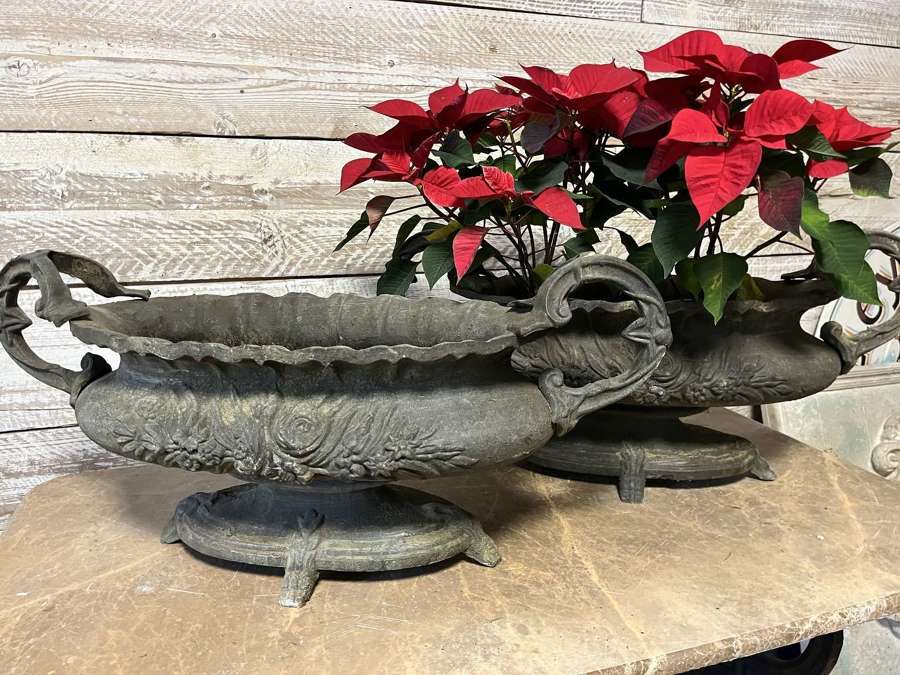 Cast Iron Urn - Oval Handled Planter