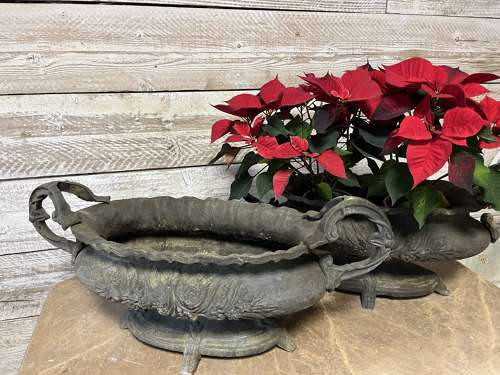 Cast Iron Urn - Oval Handled Planter