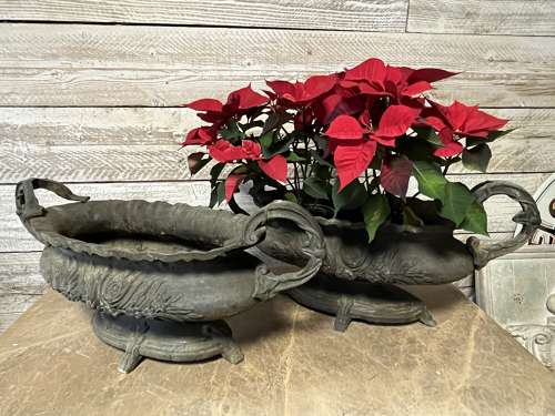 Cast Iron Urn - Oval Handled Planter