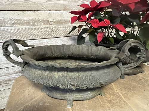 Cast Iron Urn - Oval Handled Planter