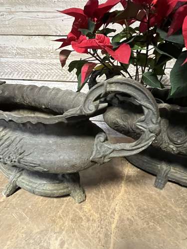 Cast Iron Urn - Oval Handled Planter