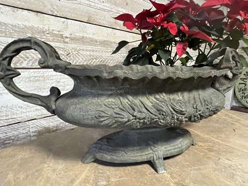 Cast Iron Urn - Oval Handled Planter