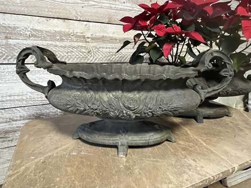 Cast Iron Urn - Oval Handled Planter