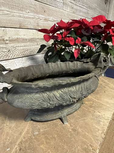 Cast Iron Urn - Oval Handled Planter