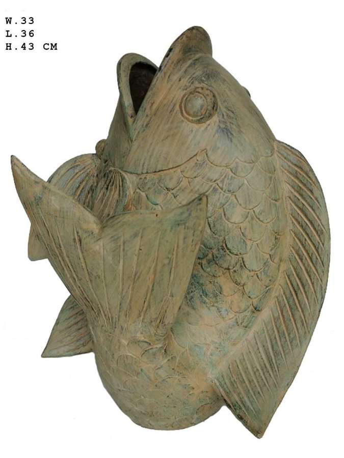Bronze Fish Sculpture - water  feature - bronze Koi water spitter