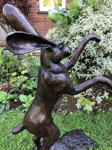 Bronze Boxing Hares  - bronze statues hares