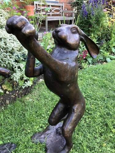 Bronze Boxing Hares  - bronze statues hares