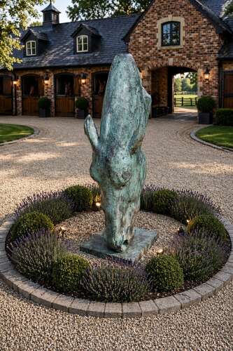 Bronze Horse Head - bronze horse garden sculpture - Still Water