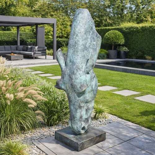 Bronze Horse Head - bronze horse garden sculpture - Still Water