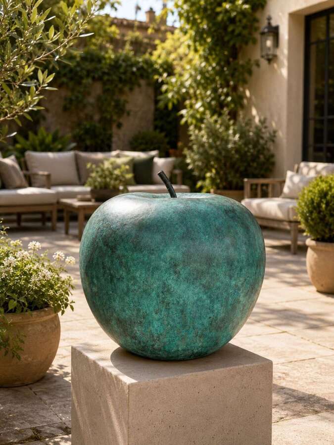 Bronze Apple Sculpture - bronze fruit sculpture