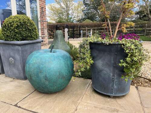 Bronze Apple Sculpture - bronze fruit sculpture