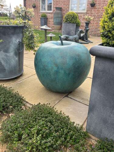 Bronze Apple Sculpture - bronze fruit sculpture