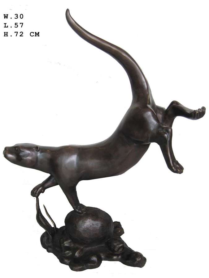 Bronze Otter - otter sculpture - bronze statues