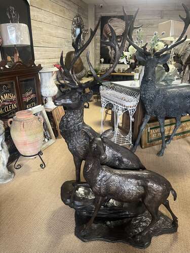 Stag & Doe bronze statue - Garden Deer