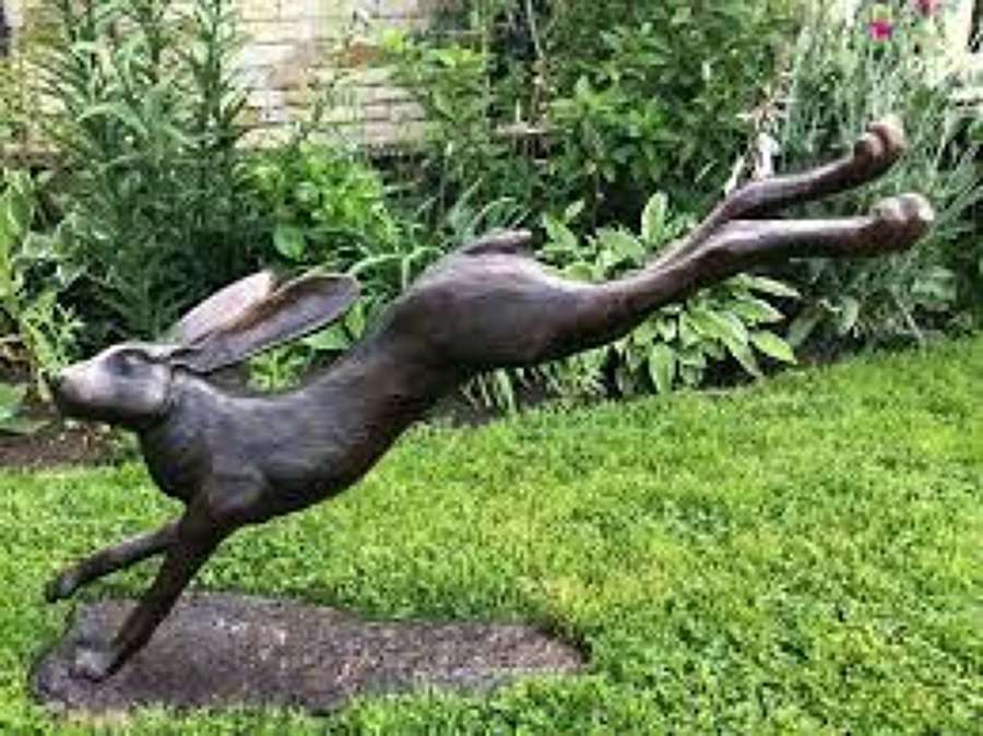 Bronze Leaping Hare - Wild Hare Sculpture
