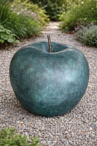 Large Bronze Apple - bronze garden art - apple sculpture