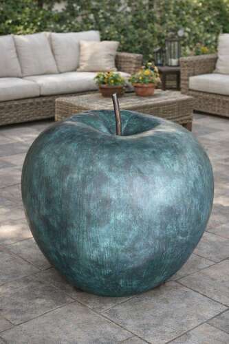 Large Bronze Apple - bronze garden art - apple sculpture