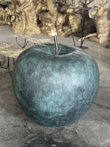 Large Bronze Apple - bronze garden art - apple sculpture