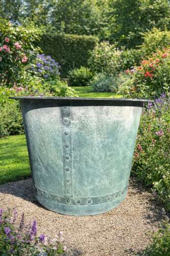 GALVANISED RIVETED PLANTERS - METAL GARDEN PLANTERS