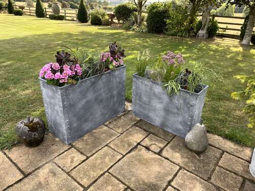 Galvanised tank  - water butt - galvanised planter 100 cm - restaurant patio divider