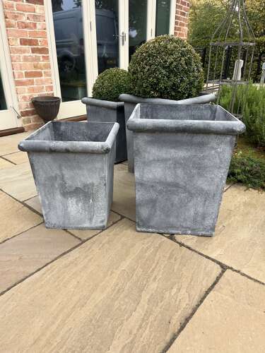 Galvanised tapered planter - metal garden planter 60 cm