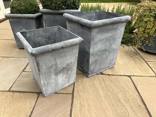Galvanised tapered planter - metal garden planter 60 cm