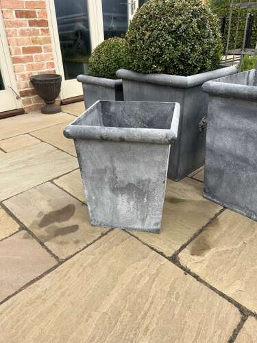 Galvanised planter - Contemporary & modern - Tapered metal planter 50 cm
