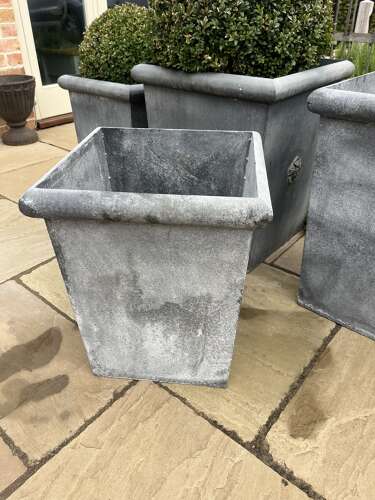 Galvanised planter - Contemporary & modern - Tapered metal planter 50 cm