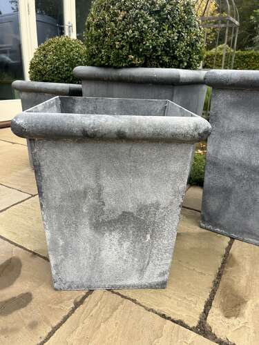 Galvanised planter - Contemporary & modern - Tapered metal planter 50 cm