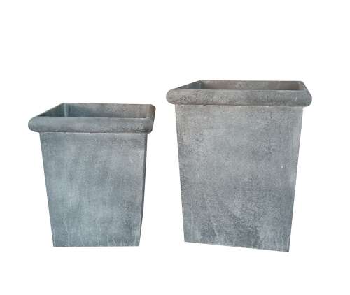 Galvanised planter - Contemporary & modern - Tapered metal planter 50 cm