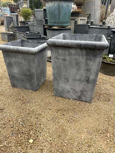 Galvanised planter - Contemporary & modern - Tapered metal planter 50 cm