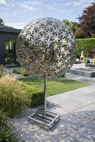 Stainless steel Allium sculpture - stainless steel sculpture