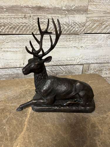 Bronze stag sculpture - laying bronze bronze stag