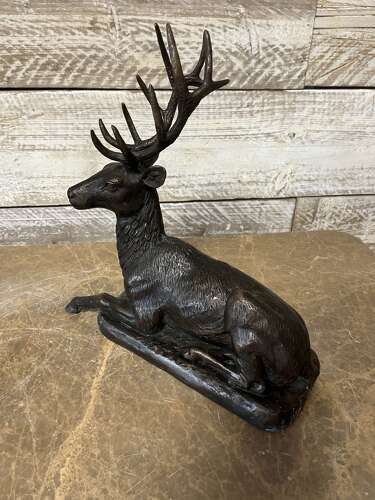 Bronze stag sculpture - laying bronze bronze stag