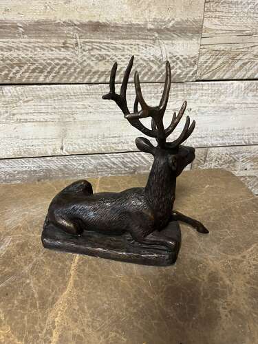 Bronze stag sculpture - laying bronze bronze stag
