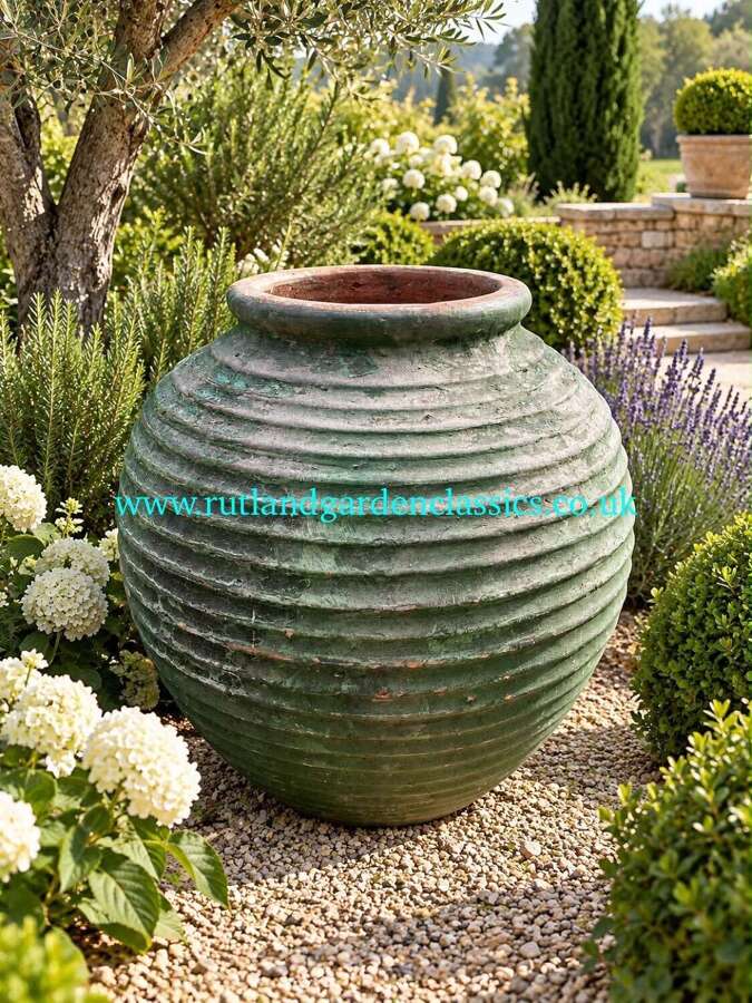 Olive jar - well aged look terracotta jar - garden pots