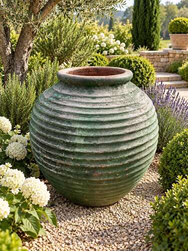 Olive jar - well aged look terracotta jar - garden pots