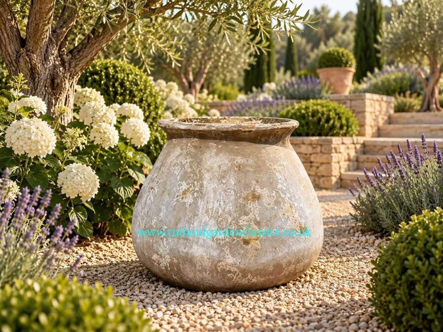 Short Biot jar - Antique look planter - Olive jar frost proof