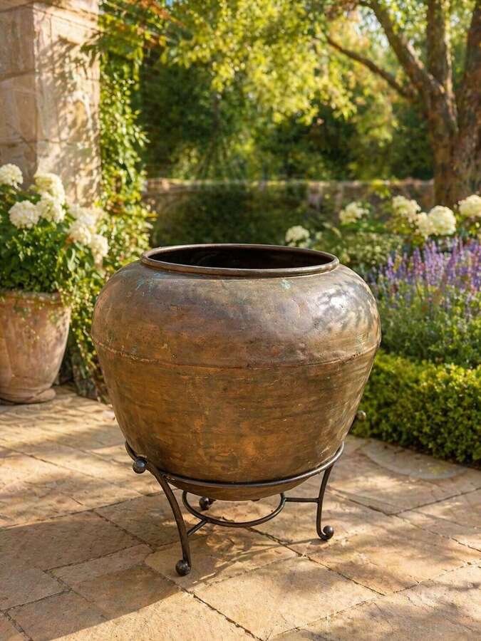 Copper Pot -  heavy duty copper planter - antique copper - four available.