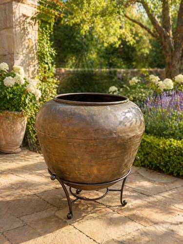 Copper Pot -  heavy duty copper planter - antique copper - four available.