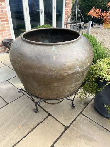 Copper Pot - heavy duty copper planter - antique copper - four available.
