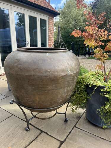 Copper Pot - heavy duty copper planter - antique copper - four available.