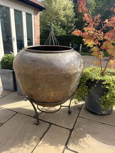 Copper Pot - heavy duty copper planter - antique copper - four available.