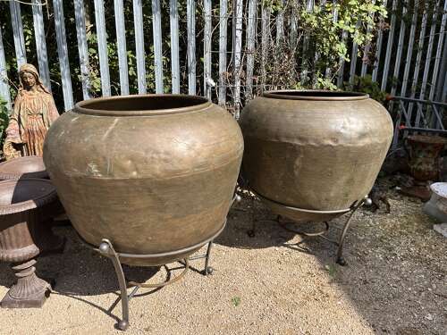 Copper Pot - heavy duty copper planter - antique copper - four available.