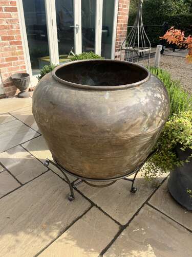 Copper Pot - heavy duty copper planter - antique copper - four available.