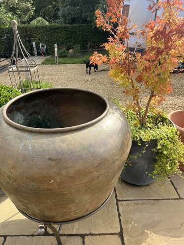 Copper Pot - heavy duty copper planter - antique copper - four available.