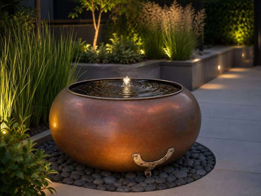 Cooper planters - antique copper pots - tree planters - water features