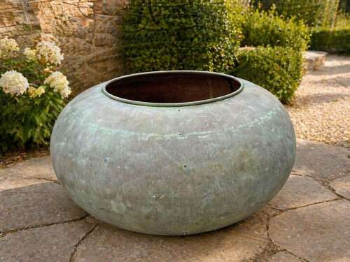 Reclaimed copper cauldron - copper planter - copper copper