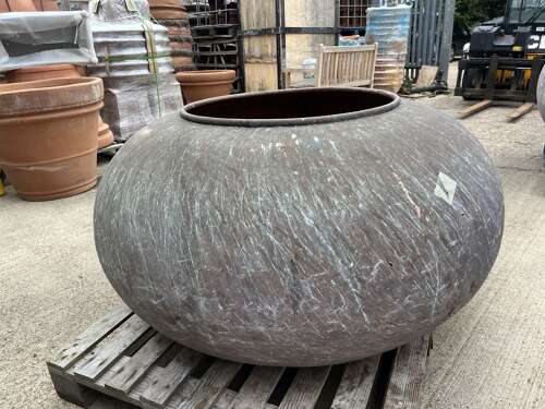 Antique reclaimed copper cauldron - copper planter